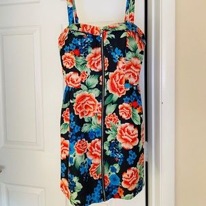 Adjustable Strap Floral Print Short Dress